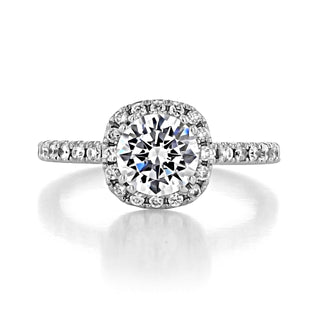 1.0 ct Classic Round cut Halo Moissanite Engagement Ring