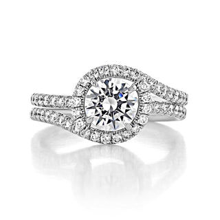 1.0 ct  Round cut Halo Moissanite Engagement Ring