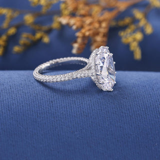 Oval Diamond Hidden Halo Moissanite Engagement Ring