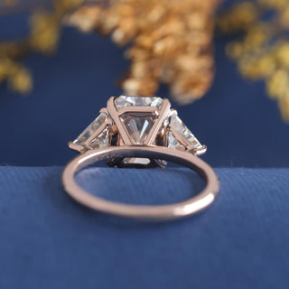 Three Stone Radiant Diamond Moissanite Engagement Ring
