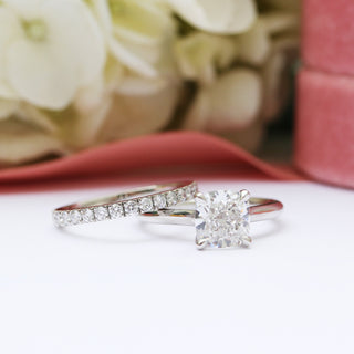 2.25ct Cushion Cut Moissanite Diamond Cathedral Solitaire Engagement Ring