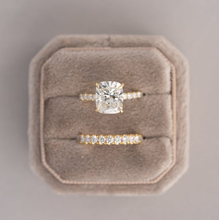 3.02CT Cushion Cut Hidden Halo Pave Moissanite Diamond Engagement Ring