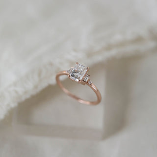 1.10CT Emerald Cut Moissanite Five Stone Diamond Engagement Ring