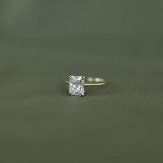 1.7ct Emerald Cut Moissanite Solitaire Diamond Engagement Ring