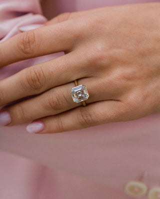 4.0ct Asscher Cut Bezel Diamond Moissanite Engagement Ring