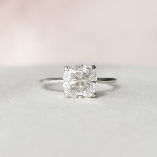 3.0CT Cushion Cut Hidden Halo Moissanite Diamond Engagement Ring