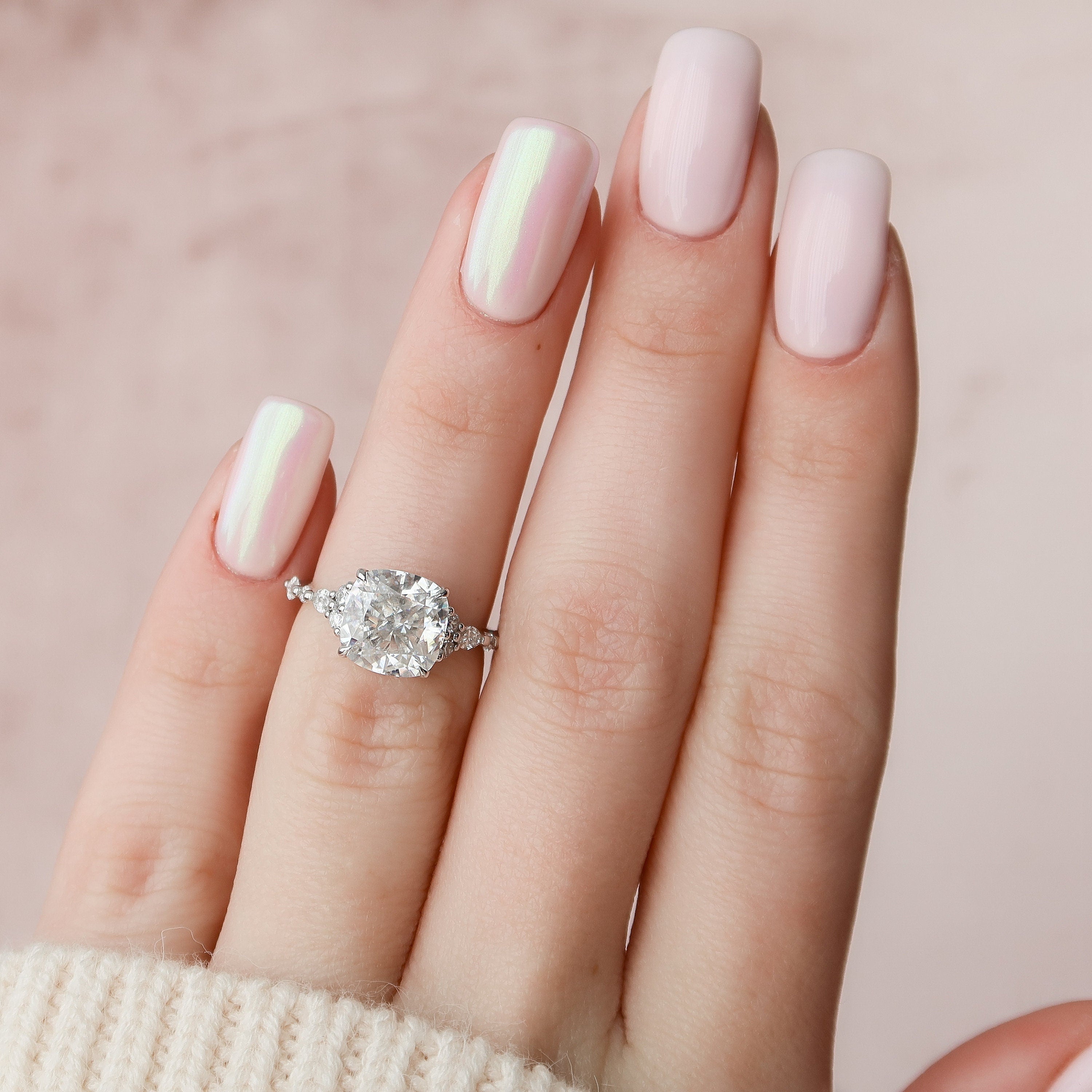 3.5 cushion online cut diamond ring