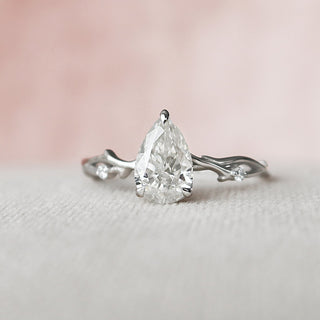 1.0CT Pear Cut Twig Moissanite Diamond Engagement Ring For Women