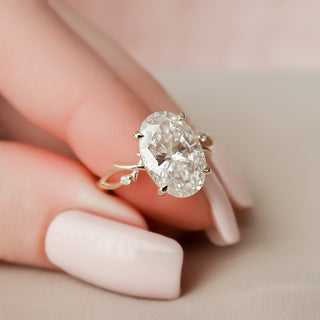 3.50CT Elongated Oval Cut Twig Moissanite Diamond Engagement Ring