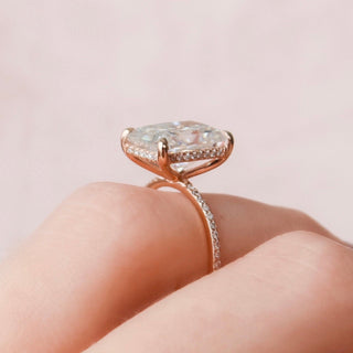 5.0CT Radiant Cut Hidden Halo Moissanite Diamond Pave Engagement Ring